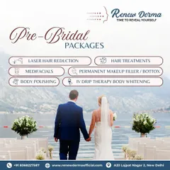 An overview of our pre-bridal packages, which include laser hair reduction, medi-facials, body polishing, hair treatments, permanent makeup, and IV therapy. We are your one-stop solution for looking radiant from head to toe.