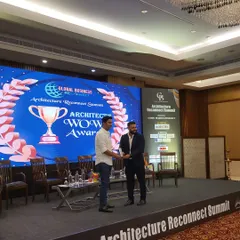 Accepting the Architect's WOW Award at the Global Business Reconnect Summit. We extend our heartfelt thanks to our hardworking team and wonderful clients for their belief in us.