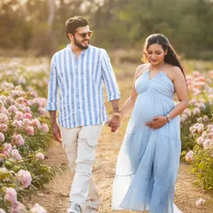 Let's escape into nature for your maternity shoot. We can capture the golden hour glow as you and your partner walk hand-in-hand, creating romantic and serene portraits that feel both epic and intimate.
