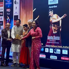 Receiving the Rashtriya Achiever Award. I accept this with a heart full of gratitude for my gurus, whose teachings are the light that guides my path.