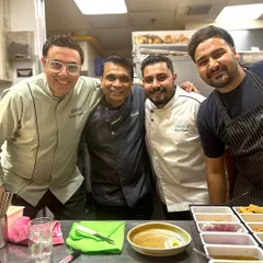 A moment of camaraderie in the kitchen. Our Hosa x Comorin pop-up was a night to remember, bringing together culinary wizards to create inventive plates and memorable moments.