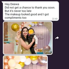 Nothing makes me happier than a happy client. This lovely message was from a client after I did her makeup for her son's first birthday party.