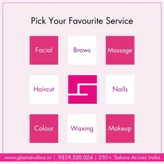 We are a full-service salon offering everything you need to look and feel your best. This graphic provides a quick overview of our key services, including facials, haircuts, coloring, waxing, and makeup.