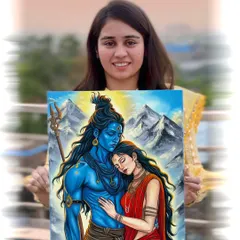 Presenting my oil painting of the divine couple, Shiva and Parvati.