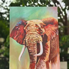 Our large acrylic on canvas paintings capture the spirit of majestic creatures like this elephant. Each brushstroke is filled with intention, creating a powerful and soulful presence for your home.
