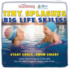It's never too early to learn a life skill. Our 'Get Wet' program is specially designed for babies and toddlers, creating a fun and safe environment for them to build water confidence from their very first splash. This image captures the joy and trust between a coach and a young learner.