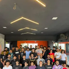 With my teammates at Flamingo Jiu-Jitsu after my promotion. The community and brotherhood in martial arts are just as important as the training itself.