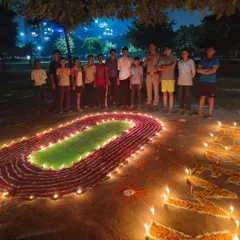 The team posing with our complete Diwali artwork. It was a great evening of celebration after our training.