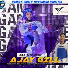 Game time at the highest level. All the best to Ajay Gill representing India at the 2023 World Taekwondo Championship in Baku.