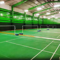 A clear view of my well-lit, spacious courts. The high-quality Li-Ning synthetic surfaces and 31-foot ceilings provide a professional playing experience for everyone, from beginners to seasoned players.