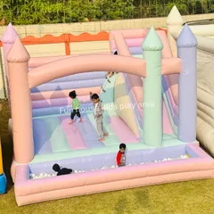 See the joy on their faces in our Pastel Paradise Castle. The soft, photogenic colors make it a favorite for themed birthday parties, complete with a fun slide and a ball pit for endless entertainment.