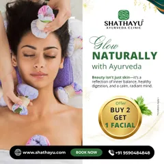 True beauty is a reflection of inner balance, and our treatments help you glow naturally. This image shows a facial treatment using herbal poultices to rejuvenate the skin, promoting a calm mind and radiant complexion.