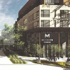 The Metro 78 project in Edmonton exemplifies our expertise in transit-oriented development at an underutilized LRT station. This rendering showcases the north building, part of a car-free design that promotes equity in housing and transportation while integrating seamlessly with the surrounding community.