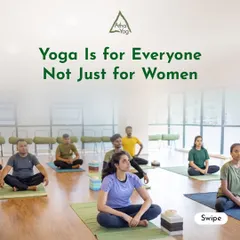 A snapshot of our diverse community in a group session. Yoga is for everyone, not just for women, and we welcome all individuals seeking balance, strength, and peace.