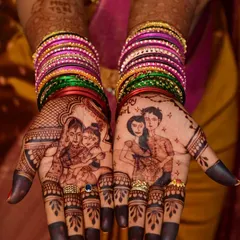 This is the beautiful, dark stain from a baby shower mehendi design after the paste has been removed. The rich color is the result of my high quality organic henna and proper aftercare, ensuring your art looks stunning for the celebration.