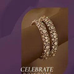 Celebrate the season with the radiance of these Polki kadas. I crafted them in floral clusters of unfaceted stones, casting a soft, velvety glow that speaks of refined craftsmanship for modern festivities.
