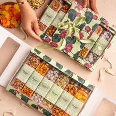 A closer look at the Swaad Set being gifted. It’s the perfect box when you just can’t choose, offering the best of Soam in one go for any festive occasion.