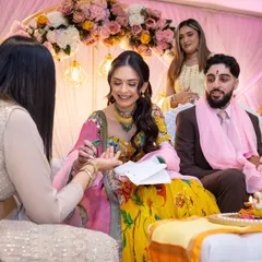 The beautiful traditions of a Chunni ceremony. While the families are busy with the rituals, my team ensures that snacks and drinks are served seamlessly to all the guests.