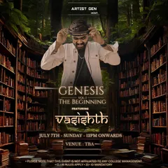 The announcement poster for "GENESIS - VOL 1," a headlining show of mine. This highlights my growth as an artist now featured as the main act.
