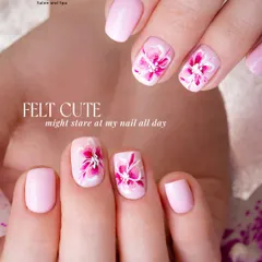 A sweet and feminine design featuring hand-painted pink flowers on a soft pastel base. This style is perfect for a fresh, cute look that’s sure to get compliments.