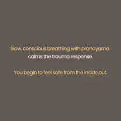 This image highlights the power of pranayama, or conscious breathing. Slow, mindful breathing directly calms the nervous system's trauma response, helping you cultivate a sense of safety from the inside out.