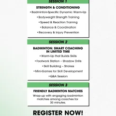 A detailed breakdown of the sessions in our 'Coaching Edge' badminton workshop, covering S&C, smart coaching drills, and friendly matches.