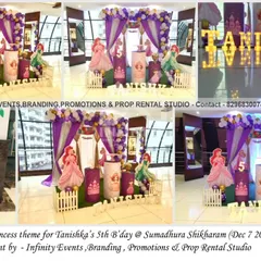 A simple yet elegant princess theme for Tanishka's 5th birthday. We used character cutouts of different Disney princesses and a lavender and purple color scheme to create a magical party atmosphere.