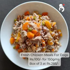 A classic favorite, our Fresh Chicken Meal features tender chunks of chicken, whole red rice, and a mix of diced veggies. It's simple, delicious, and easy on the tummy.