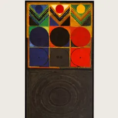 A classic S.H. Raza serigraph, expertly framed to complement its geometric composition and protect the delicate, layered inks.