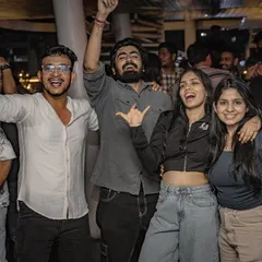Pure joy and energy from the crowd at Red Rhino. This is what a successful night looks like: people smiling, dancing, and having an amazing time.