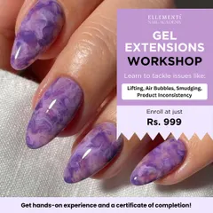 Struggling with gel extensions? My workshop, available for just Rs. 999, is designed to help you troubleshoot common problems like lifting, air bubbles, and smudging. You'll get hands-on experience and a certificate of completion.