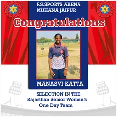 Congratulations to another one of our dedicated players, Manasvi Katta, on her selection in the Rajasthan Senior Women's One Day Team. Well deserved.
