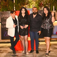 Posing with fellow creatives and friends at the Jasshn magazine cover launch. The fashion industry is built on collaboration and community.