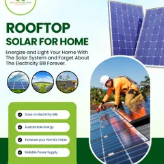 This image showcases a rooftop solar installation for a home. We help you energize and light your home with a reliable solar system, allowing you to forget about the electricity bill forever.