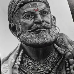 A detailed graphite portrait of Chhatrapati Shivaji Maharaj, an icon of pride and courage. I take great care in capturing the strength and dignity of historical figures, making for a powerful piece of art for your home or office.