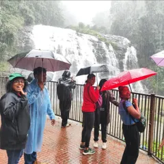 Even a little rain can't stop us from enjoying the magnificent Abbey Falls in Coorg. The monsoon season brings the waterfalls to their fullest and most spectacular.