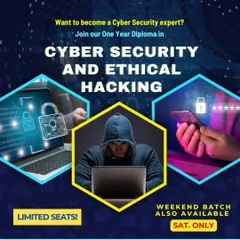 Our diploma in Cyber Security and Ethical Hacking is designed to meet the high demand for digital security professionals. This poster highlights the practical focus and the availability of weekend-only classes.