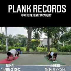We push our limits. This image celebrates the incredible plank records set by our trainees Nihal and Gurjot, showcasing their exceptional core strength and mental toughness.