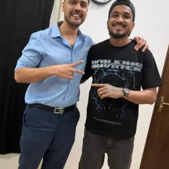 It is always a pleasure to connect with patients who trust our work. Here I am with artist Vivian 'DIVINE' at our Bandra clinic, sharing a moment after a successful consultation.