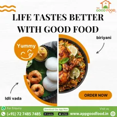 Life tastes better with good food. This image contrasts the light, fluffy goodness of idli vada with the rich, aromatic flavors of biryani. What's your pick?