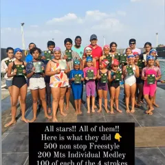 Our 'All Stars' test set. This isn't a competition, it's a challenge against yourself, including a 500m non-stop freestyle, a 200m Individual Medley, and more. This is how we build the endurance and versatility required for competitive swimming.