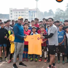 Collaboration is key to grassroots development. Our Head Coach, Manoj Joshi, is seen here with an official from the Dehradun Football Association during our local trials, reflecting our commitment to working with regional football bodies.