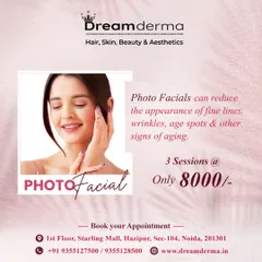 A client undergoing a Photo Facial. This treatment uses light to reduce fine lines, age spots, and other signs of aging, with multiple sessions available in a package.