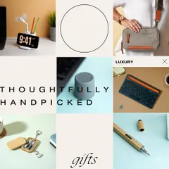 Small gifts, big impressions. This collage shows a variety of thoughtfully handpicked promotional gifts, including a desk fan clock, a travel sling bag, and a multi-tool keychain.