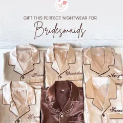 Getting ready for a pre-wedding slumber party? These personalized satin pajama sets, complete with matching eye masks, are a must-have for the bride and her bridesmaids.