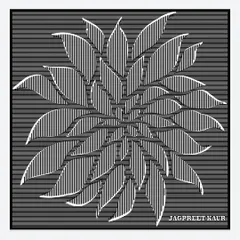 An optical illusion piece where a dahlia flower is formed from straight vertical lines. It’s a reminder that if you look too closely at the individual parts, you might miss the beauty of the whole picture.
