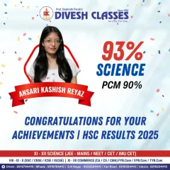 A huge congratulations to Ansari Kashish Reyaz for scoring an incredible 93% in Science, including 90% in PCM. Her hard work is an inspiration to all our science stream aspirants.