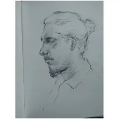A graphite portrait sketch from my sketchbook, done during a studio session. These quick studies are crucial for capturing likeness and expression.