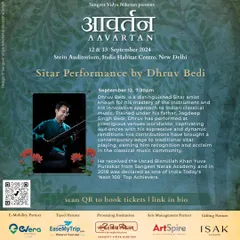 The official announcement for my performance at the 'AAVARTAN' festival at the India Habitat Centre, a premier cultural venue in New Delhi.