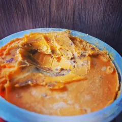 This is my homemade pork lard after it has set. It has a thick, scoopable texture and is made from 100% pure pork fat, perfect for adding incredible flavour to your cooking.